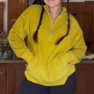 Offline by Aerie Yellow Terrycloth Quarterzip Oversized Medium